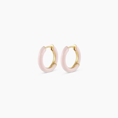 Logo yang disesuaikan Chunky 18K Gold Plated Hoop Turquoise Enamel Color 925 Sterling Silver Huggies Earrings