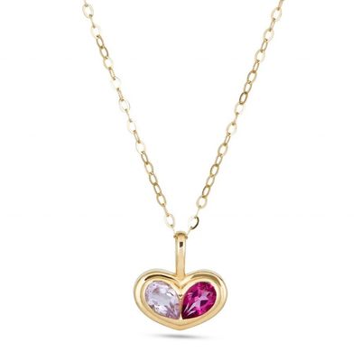 Hari Valentine Hadiah Berwarna-warni Berbentuk Jantung Batu Permata Pendant Kalung untuk pertunangan