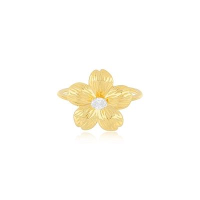 Forever Flower 18K Plating Emas Oval CZ Perhiasan Perak 925 Sterling