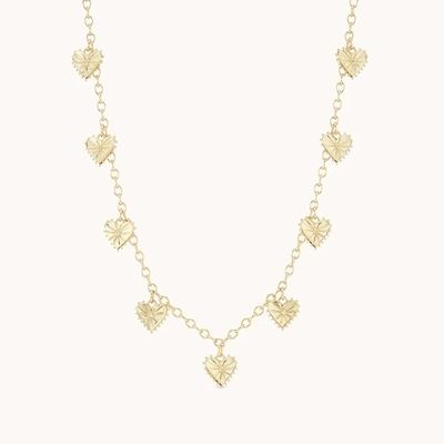 Bergaya 14K Plating Emas Fashion Multi Heart Bentuk Pesona Wanita Kuningan Kalung