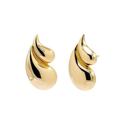 2024 Double Teardrop Fashion 18K Earrings Plated Gold dan Penerimaan Logo yang Disesuaikan