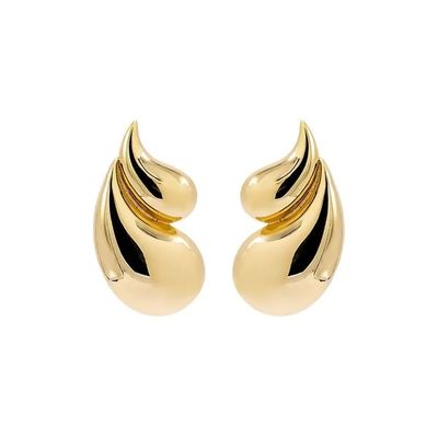 2024 Double Teardrop Fashion 18K Earrings Plated Gold dan Penerimaan Logo yang Disesuaikan