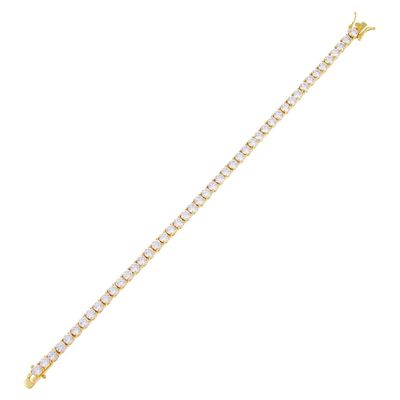 Hot Item 925 Sterling Perak Plating Emas 3mm Kubik Zirconia Tenis Gelang Untuk Wanita