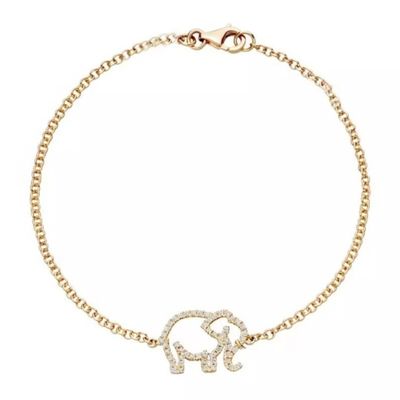 925 Sterling Silver Gajah Gelang Dengan Micro Insert Teknologi Dan White Diamond CZ