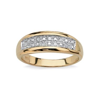 Perak / Kuningan Pria Prong Set Diamond Wedding Ring Di 18k Gold Plating Dengan Pave Berlian