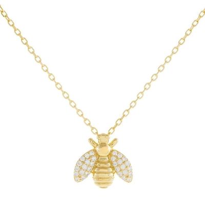 Fashion 18K Gold Plated Bee Pendant Necklace Handmade By 925 Sterling Perhiasan Perak