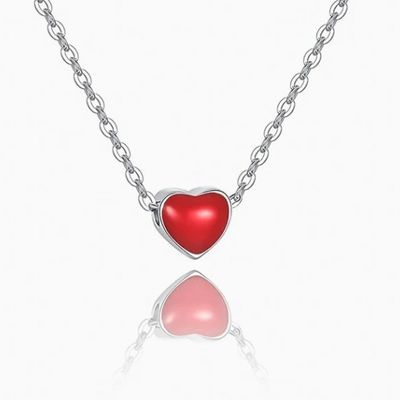 Rhodium dilapisi kecil Pink Heart Hari Valentine Wanita 925 Sterling Silver Pendant