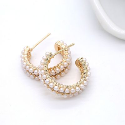 Aksesoris Wanita 925 Sterling Silver Hoop Earrings dengan Mother of Pearl Clear CZ