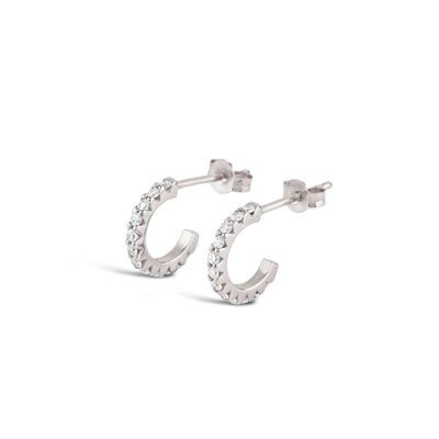 Handmade 18K Gold Plated Mini Cubic Zircon Earrings Open Hoop kecil dengan Princess Cut