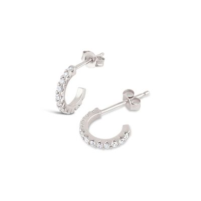 Handmade 18K Gold Plated Mini Cubic Zircon Earrings Open Hoop kecil dengan Princess Cut