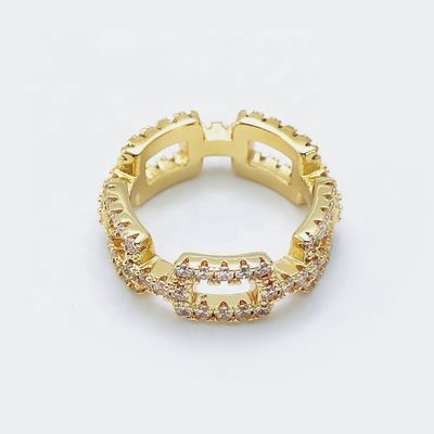 Customized Chain Rings Clear CZ Real Sterling Perak 925 Perhiasan untuk Wanita dan Pria