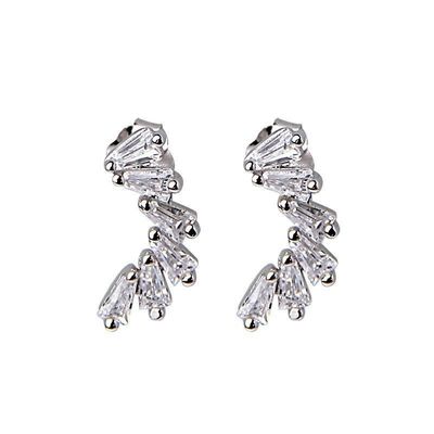 Zirconia Ear Studs untuk Wanita Vermeil Perhiasan Iced Earrings
