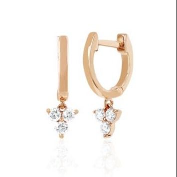 14K Gold Blossom Mini Huggie Diamond Trio Drop Earrings Perhiasan Perak Bahan Utama