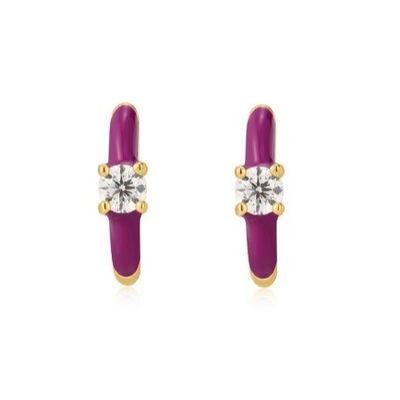 Neon Biru Enamel Micro Pave CZ Candy Warna Gadis Wanita Earrings Ramah Lingkungan Ya