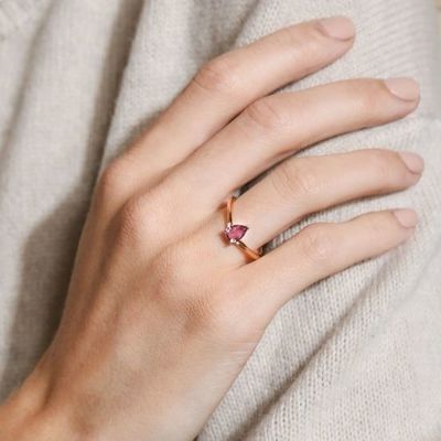 Rose Gold berlapis 925 sterling perak cut cincin ungu safir melengkung