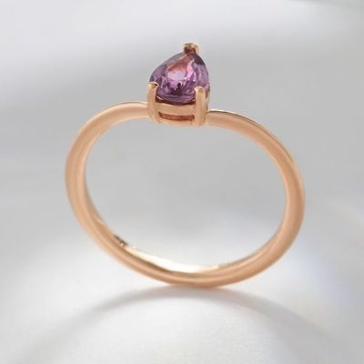Rose Gold berlapis 925 sterling perak cut cincin ungu safir melengkung