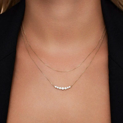 Minimalis 925 Sterling Silver Tennis Pendant Kalung untuk Wanita Lapisan Kalung yang dapat ditumpuk