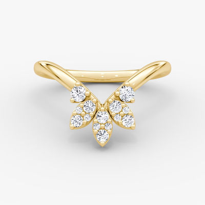 Baru Datang Desain Elegant 925 Sterling Perak 18K Emas Petal Crown Band Cincin
