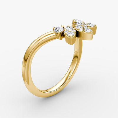Baru Datang Desain Elegant 925 Sterling Perak 18K Emas Petal Crown Band Cincin