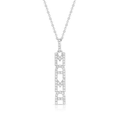 Elegant 925 Sterling Perak 14K Emas MAMA Terapung Long Pendant Kalung