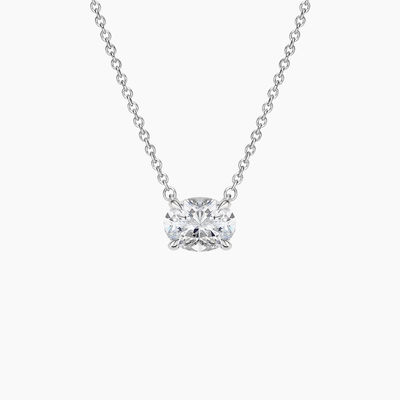 Oval Cut 5A Putih Kubik Zirconia Berkilau Batu Permata Pendant Kalung untuk Wanita Perhiasan Klasik