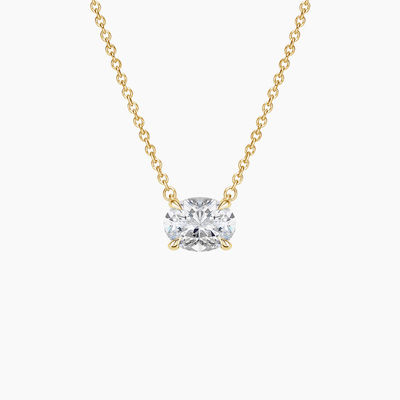 Oval Cut 5A Putih Kubik Zirconia Berkilau Batu Permata Pendant Kalung untuk Wanita Perhiasan Klasik