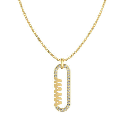 18k Gold Mom paperclip Pendant Kalung di 925 Sterling Silver