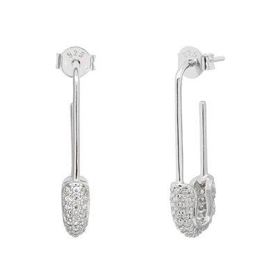 Wanita Hoop Earrings di 925 Perak dengan Clear CZ Berlian Brasil Emas Kuning Perhiasan