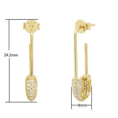 Wanita Hoop Earrings di 925 Perak dengan Clear CZ Berlian Brasil Emas Kuning Perhiasan