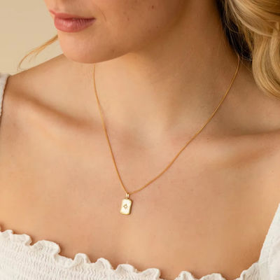 Bintang kecil persegi panjang 925 Sterling Silver Gold Plated Necklace Untuk Anak-anak