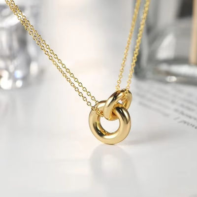 14k emas melapisi 925 Sterling Perak mengikat bulat kalung matte untuk wanita
