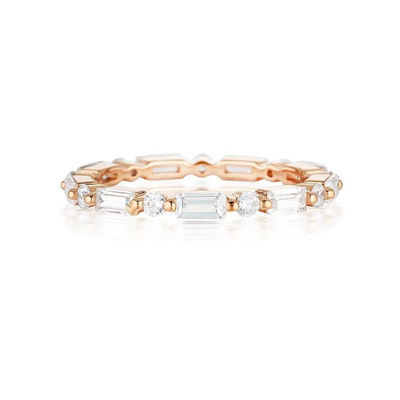 18K emas sederhana modern persegi panjang potong putih CZ 925 Sterling Perak Perempuan Eternal Ring Party Hadiah