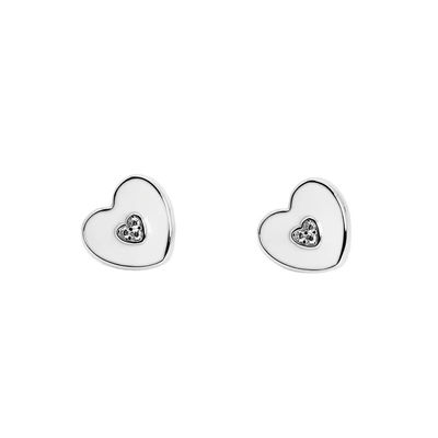 Pernikahan Pink Heart Stud Earrings untuk Set Perhiasan Kalung