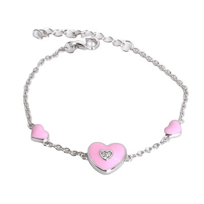 Pernikahan Pink Heart Stud Earrings untuk Set Perhiasan Kalung