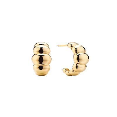 Anting-anting Stud Bulan Sabit Berlapis Emas 18K Rhodium – Anting-anting Hoop Kubah Elegan untuk Wanita, Sempurna untuk Sehari-hari & Pesta