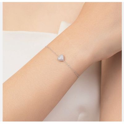 Gelang Hati Perak Sterling 925 dengan Zirkon untuk Wanita