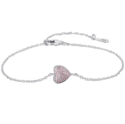 Gelang Hati Perak Sterling 925 dengan Zirkon untuk Wanita