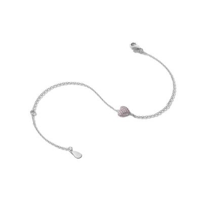 Gelang Hati Perak Sterling 925 dengan Zirkon untuk Wanita