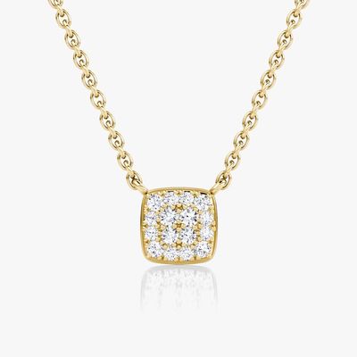 Kalung Liontin Cubic Zirconia Persegi Perak Sterling 925 Lapis Emas 18K