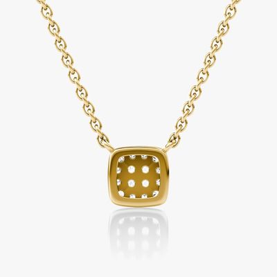 Kalung Liontin Cubic Zirconia Persegi Perak Sterling 925 Lapis Emas 18K