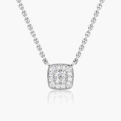 Kalung Liontin Cubic Zirconia Persegi Perak Sterling 925 Lapis Emas 18K