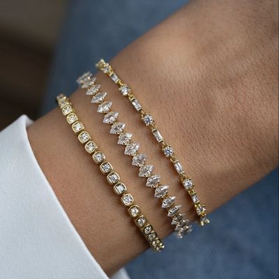 Gelang Tenis Zirkonia 3mm Perak 925 Lapis Emas 14K Perhiasan Unisex
