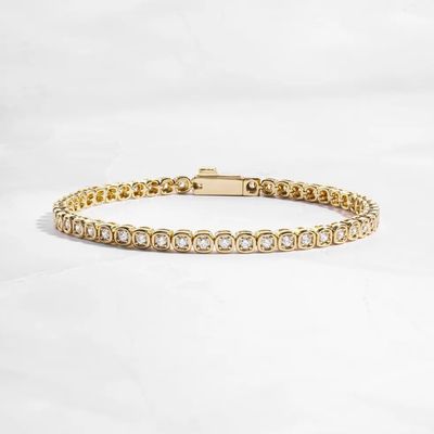Gelang Tenis Zirkonia 3mm Perak 925 Lapis Emas 14K Perhiasan Unisex