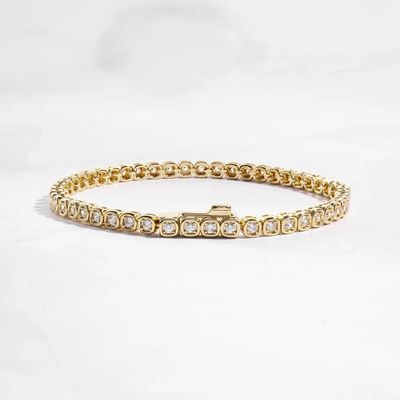 Gelang Tenis Zirkonia 3mm Perak 925 Lapis Emas 14K Perhiasan Unisex