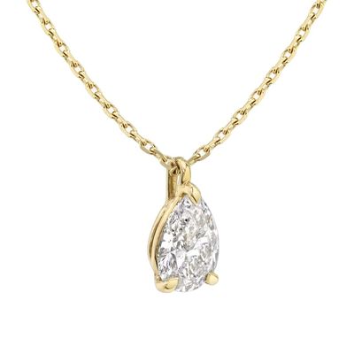 Kalung Liontin Zirkon Potongan Pir Perak Murni 925 untuk Wanita