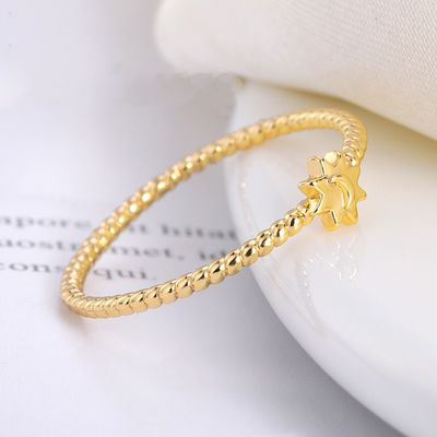 Cincin Bulan Matahari Perak Sterling 925 Lapis Emas 18K Perhiasan Unisex