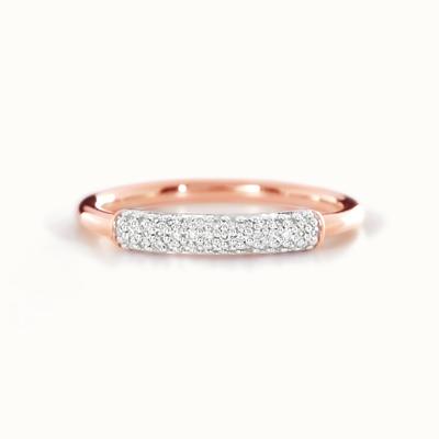 Cincin Tumpuk CZ Lapis Emas 18K Perak Sterling 925 untuk Wanita