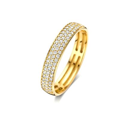 Cincin Setengah Abadi CZ Lapis Emas 18K Perak Sterling 925 untuk Wanita