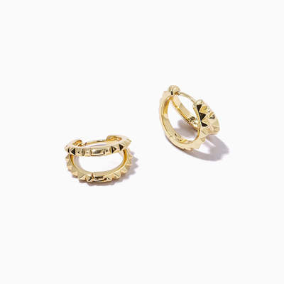 Piramida berlapis emas 18K unik 925 Sterling Silver Double Huggies Earrings Chunky Waterproof Jewelry