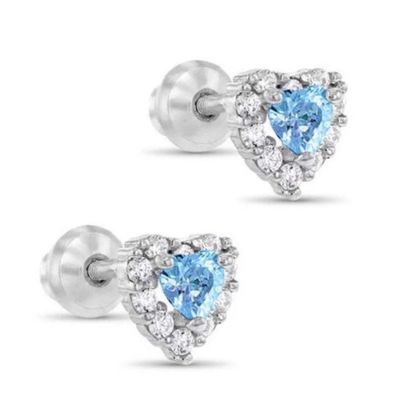 Anting-anting Bayi Stud Hati CZ Berlapis Emas 14K Perak Sterling 925